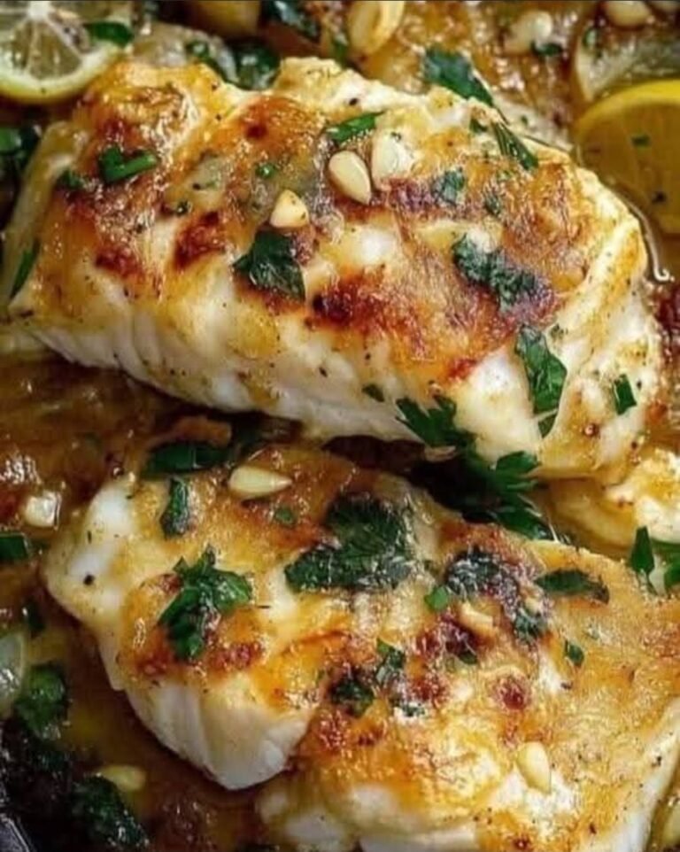 Lemon-Garlic Baked Cod with Toasted Pine Nuts & Fresh Parsley