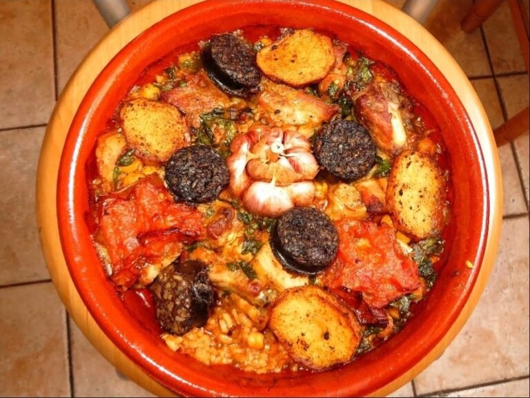 Traditional Valencian Arroz al Horno – Hearty Oven-Baked Rice with beef, Chickpeas, and Morcilla