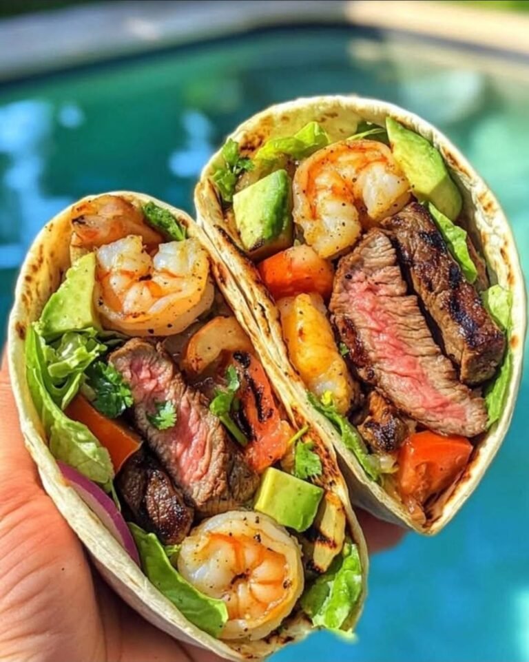 🍤 🌯Steak & Shrimp Surf ‘n’ Turf Wraps – Land Meets Sea in Every Bite! 🥩✨