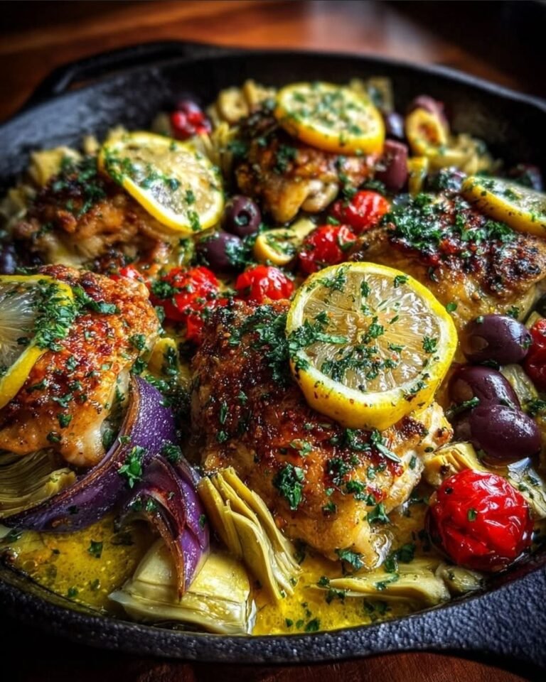 🍋 Mediterranean Lemon Chicken with Artichokes & Olives – Bright, One-Pan Mediterranean Magic ✨