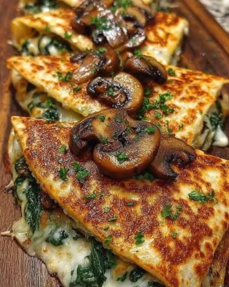 🧀 Baked Spinach & Mushroom Quesadillas – Crispy, Cheesy, Veggie-Packed Oven Magic ✨