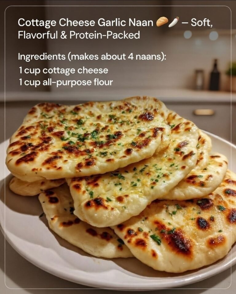 🍞 Cottage Cheese Garlic Naan – Soft, Protein-Packed & Ready in 20 Minutes ✨